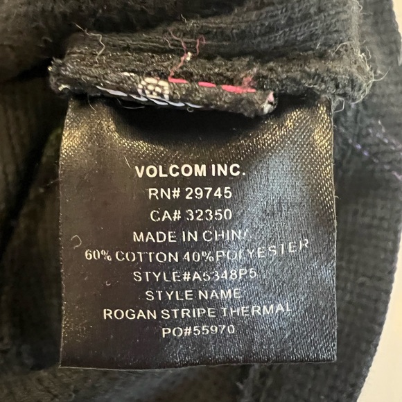 Volcom Y2K Black Long Sleeve with Green, Purple, and Gray Stripes - Picture 6 of 6
